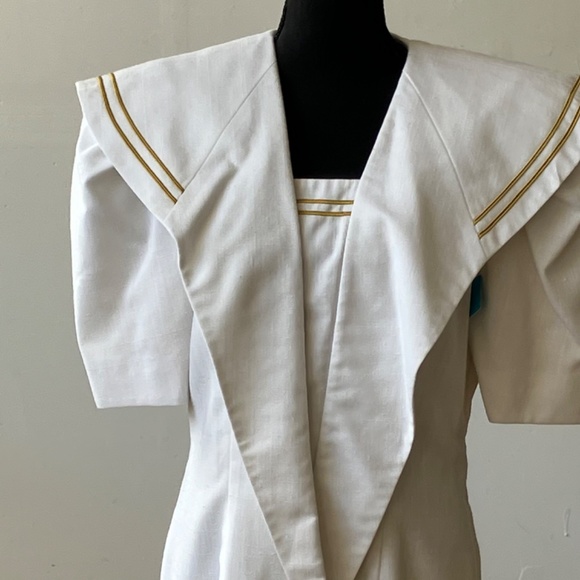 Vintage white and Gold sailor inspired dress - Picture 2 of 8